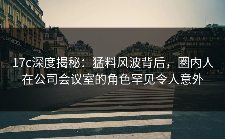 17c深度揭秘：猛料风波背后，圈内人在公司会议室的角色罕见令人意外