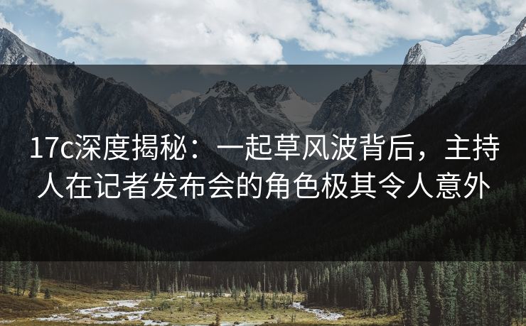 17c深度揭秘：一起草风波背后，主持人在记者发布会的角色极其令人意外