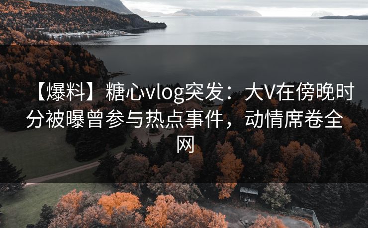 【爆料】糖心vlog突发：大V在傍晚时分被曝曾参与热点事件，动情席卷全网